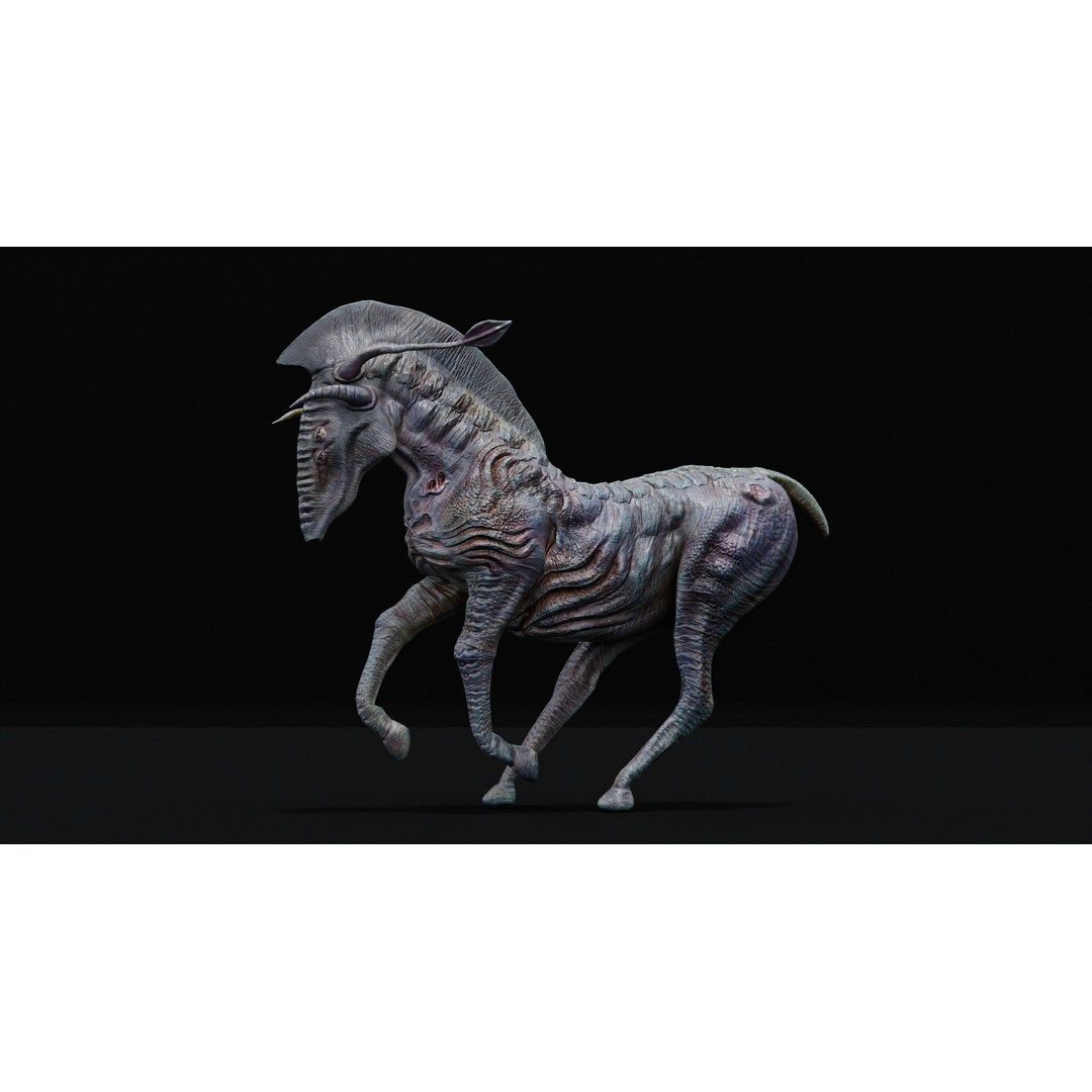 Horse Alien Creature 3D Model – Low Poly Rigged Character, FBX - View 10