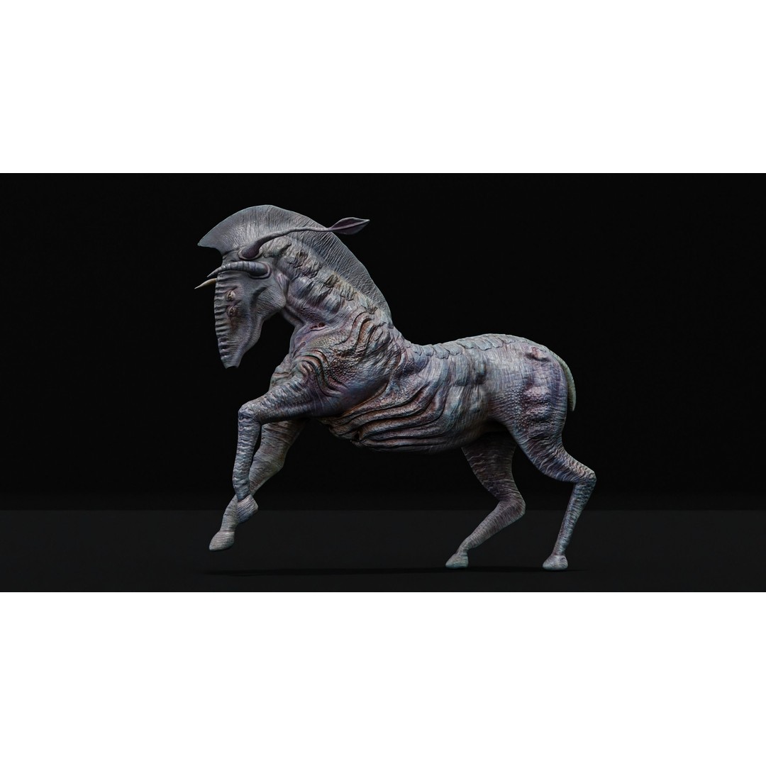 Horse Alien Creature 3D Model – Low Poly Rigged Character, FBX - View 11