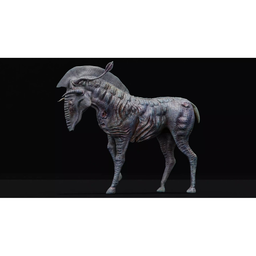 Horse Alien Creature 3D Model – Low Poly Rigged Character, FBX - View 2