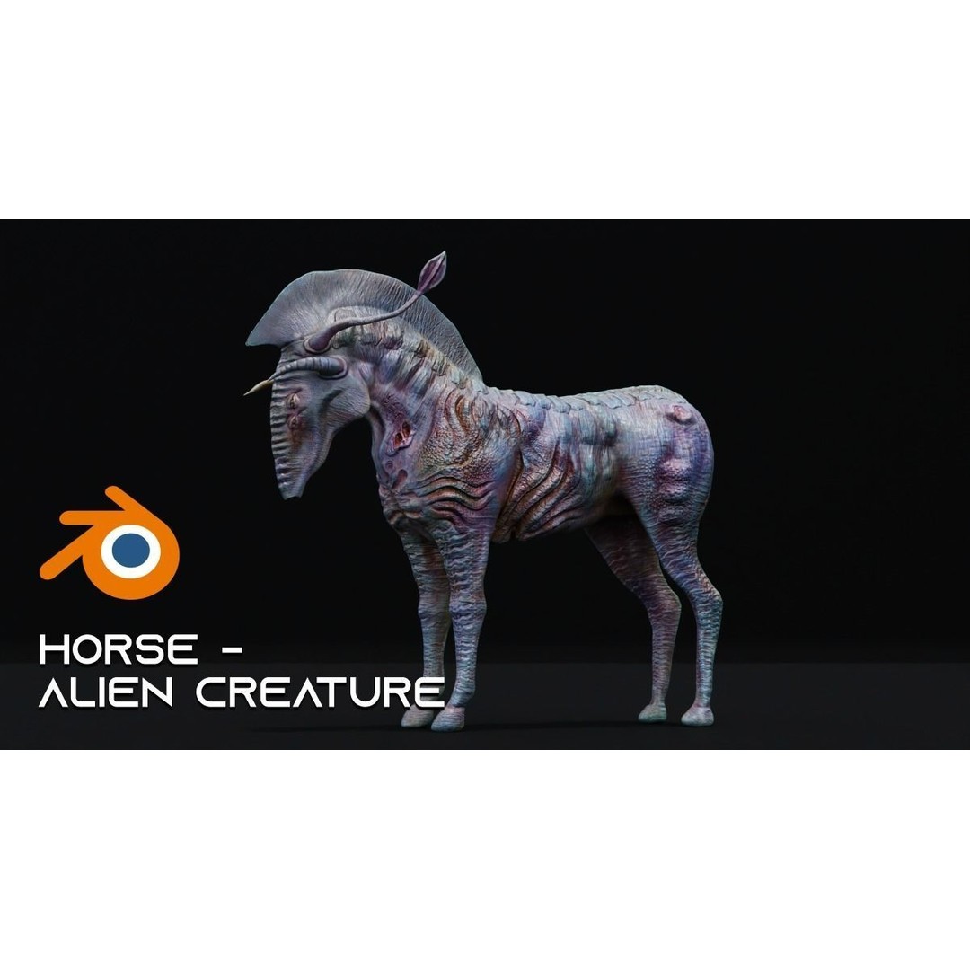Horse Alien Creature 3D Model – Low Poly Rigged Character, FBX - View 24