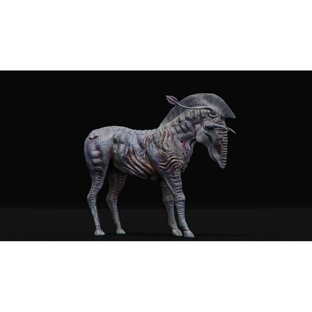 Horse Alien Creature 3D Model – Low Poly Rigged Character, FBX - View 34