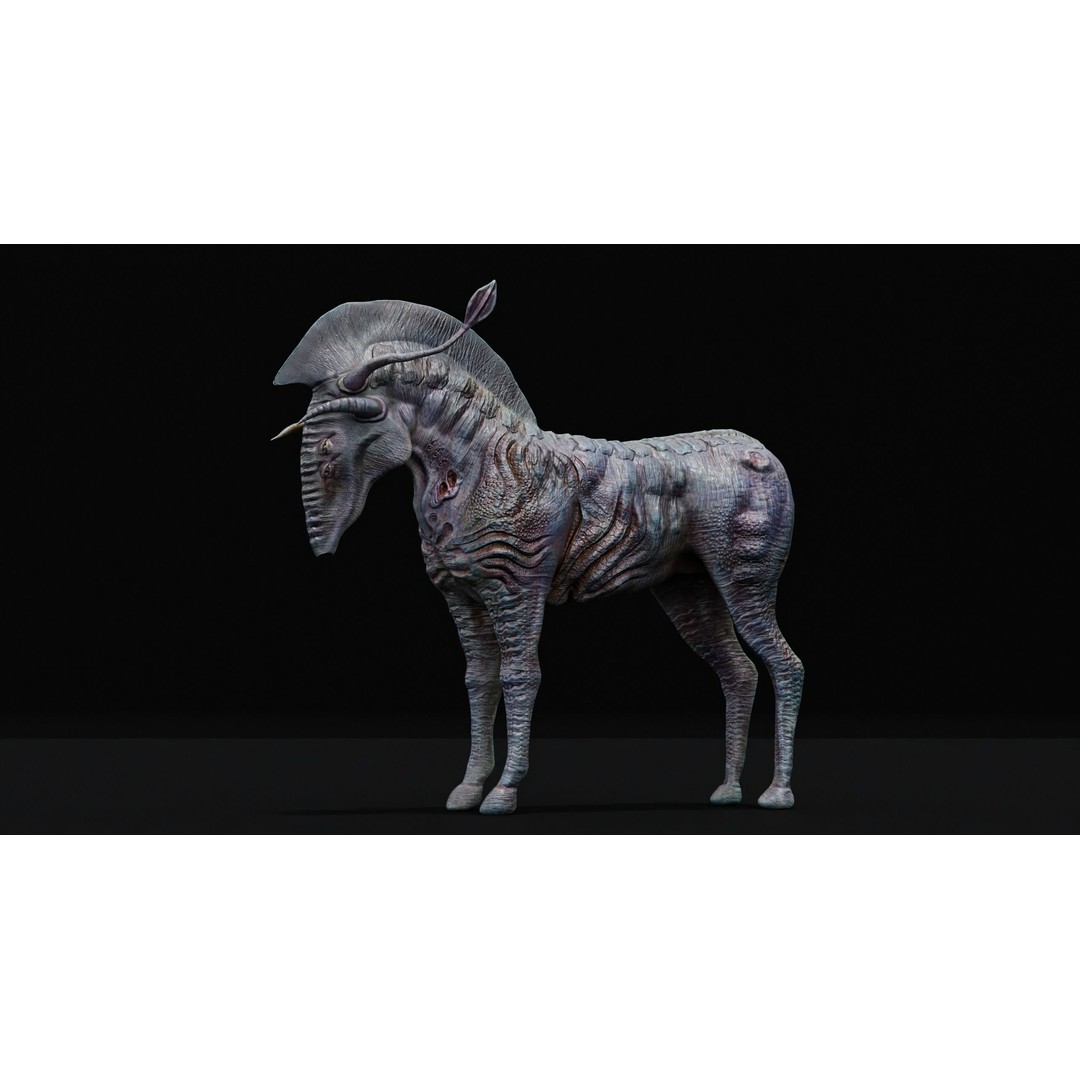 Horse Alien Creature 3D Model – Low Poly Rigged Character, FBX - View 5