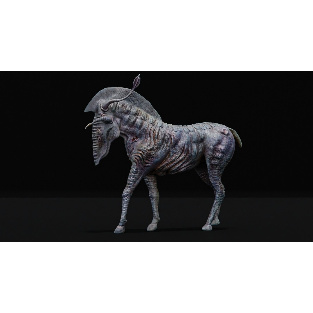 Horse Alien Creature 3D Model – Low Poly Rigged Character, FBX - View 7
