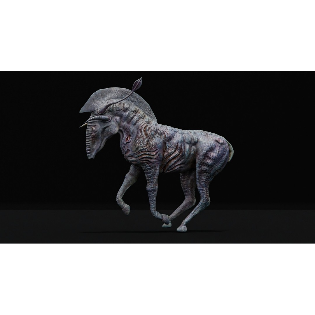 Horse Alien Creature 3D Model – Low Poly Rigged Character, FBX - View 8