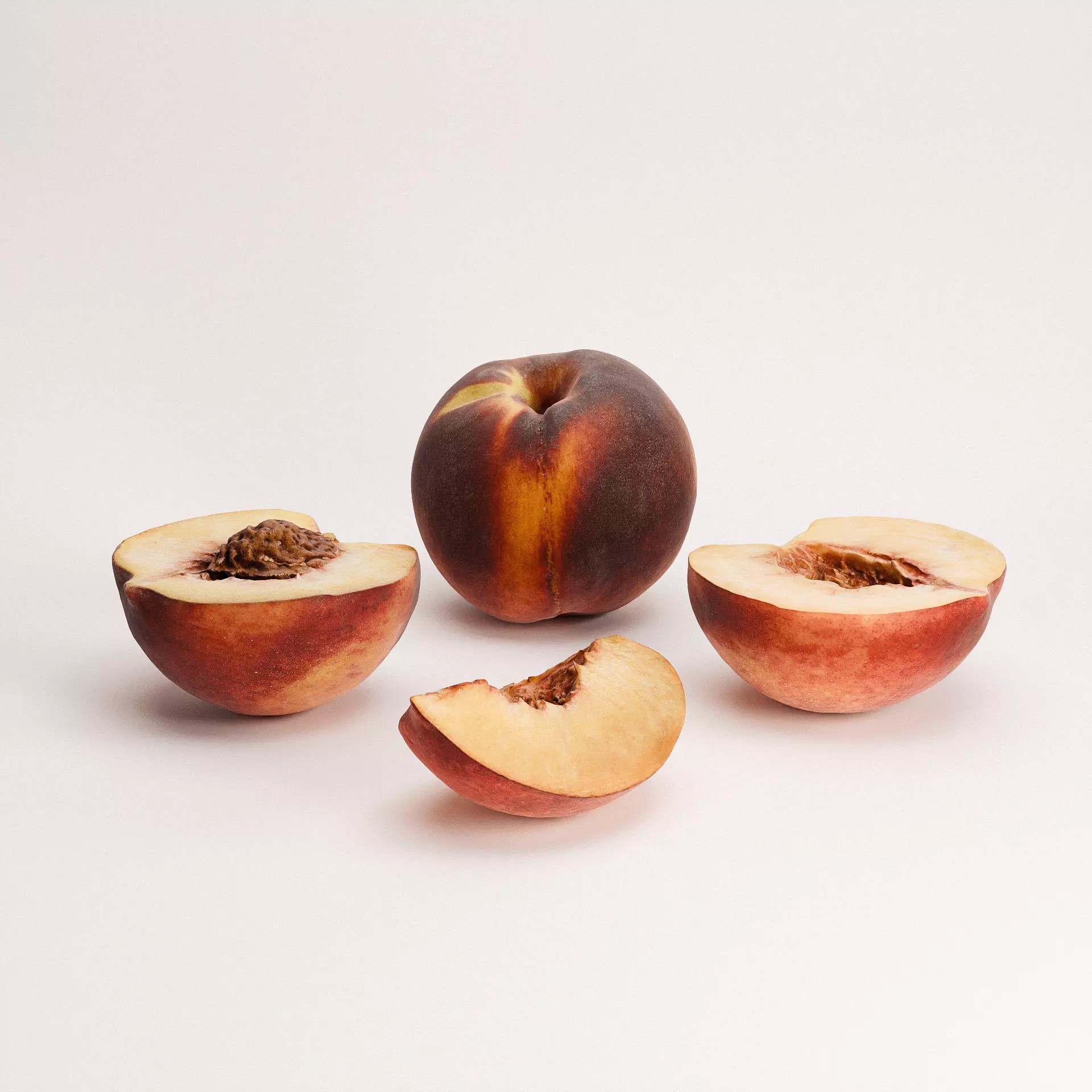 Peaches Set 02 - Low-Poly Game-Ready 3D Model - View 2