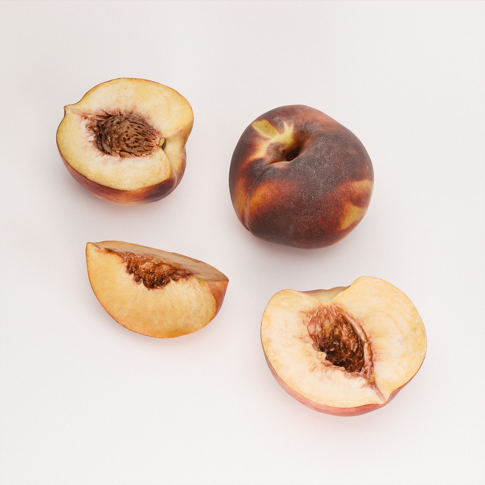 Peaches Set 02 - Low-Poly Game-Ready 3D Model - View 4