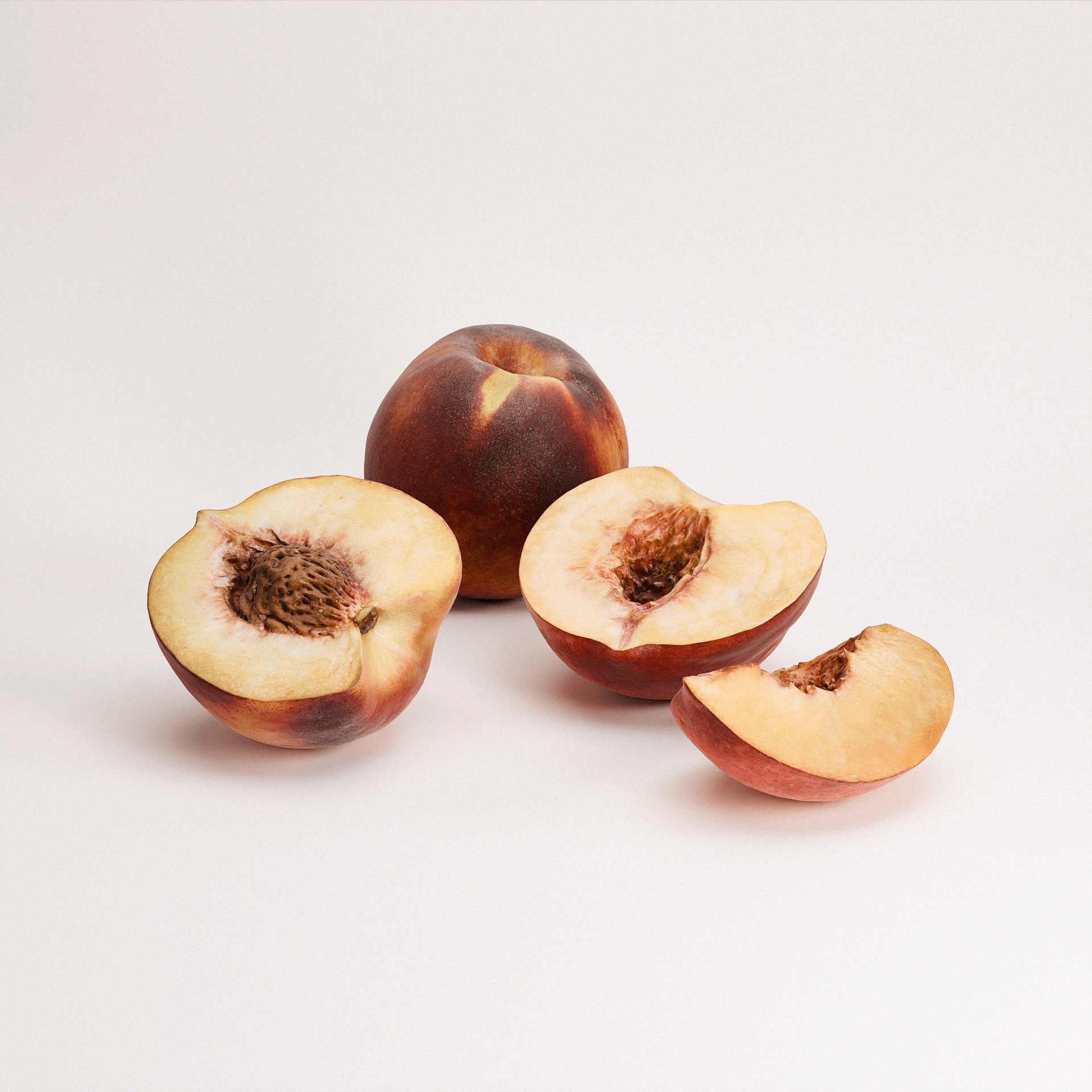 Peaches Set 02 - Low-Poly Game-Ready 3D Model - View 7