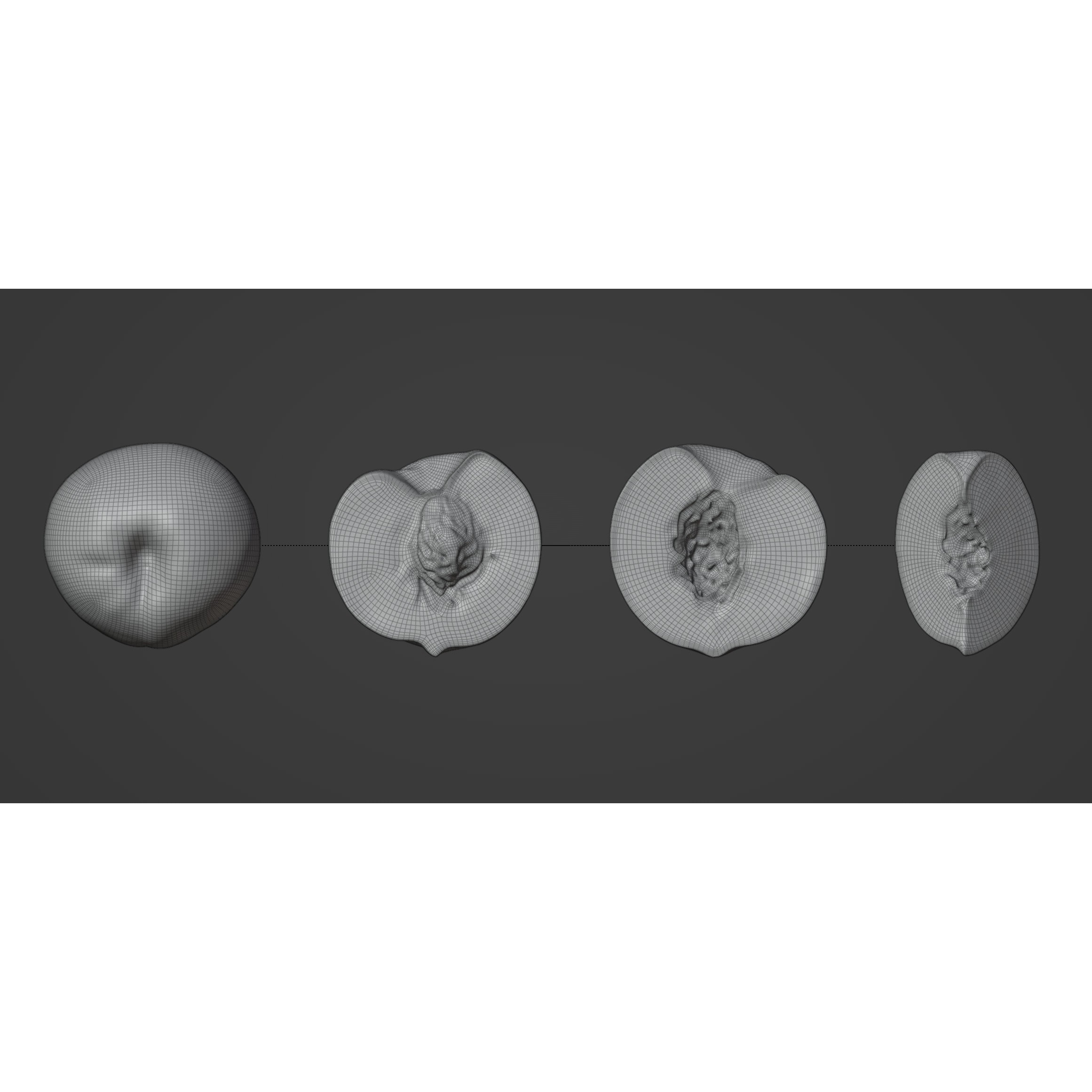 Peaches Set 02 - Low-Poly Game-Ready 3D Model - View 9