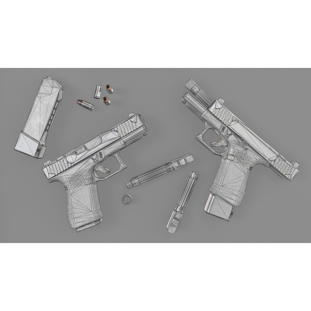 TRIARC Systems Glock 19 3D Model – Low Poly Game Ready Pistol, FBX - View 3