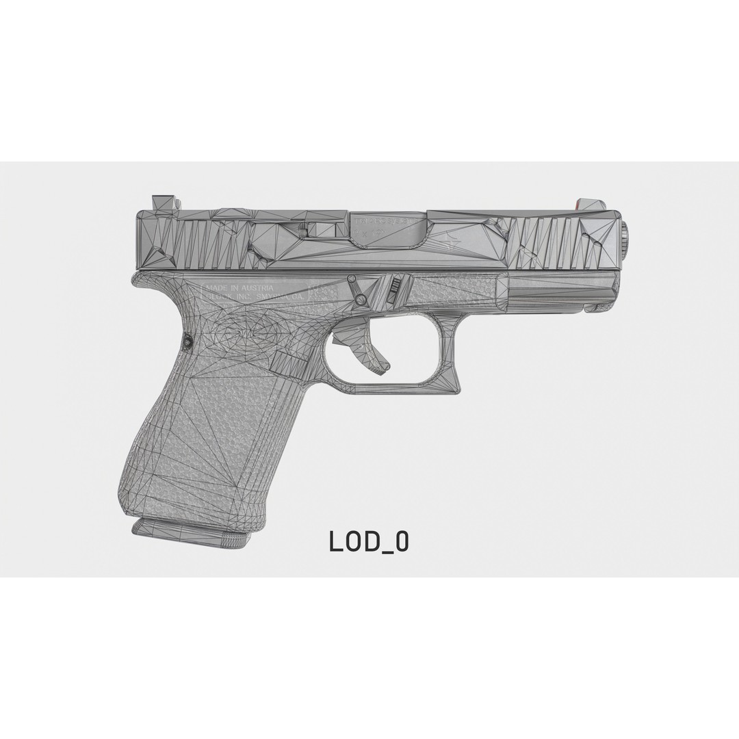TRIARC Systems Glock 19 3D Model – Low Poly Game Ready Pistol, FBX - View 33
