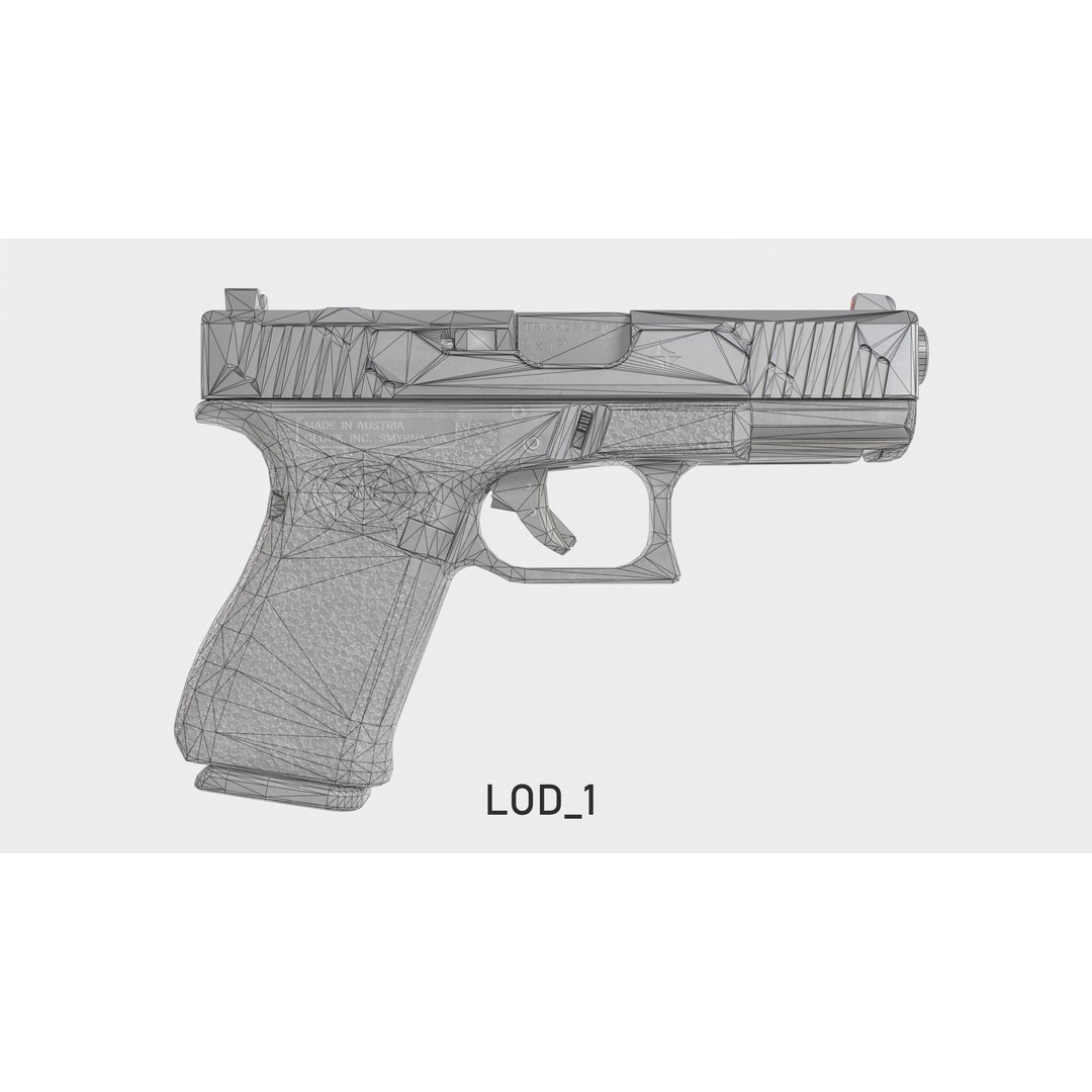 TRIARC Systems Glock 19 3D Model – Low Poly Game Ready Pistol, FBX - View 34
