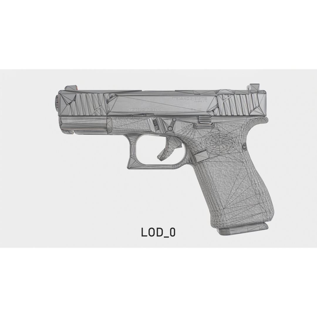 TRIARC Systems Glock 19 3D Model – Low Poly Game Ready Pistol, FBX - View 35