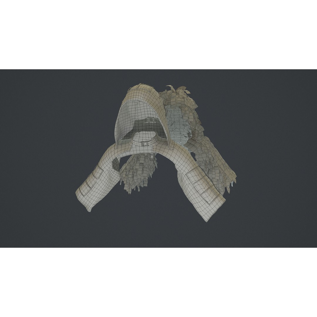 Viper 2 Ghillie Hood 3D Model – Low Poly Tactical Asset, FBX, OBJ - View 11
