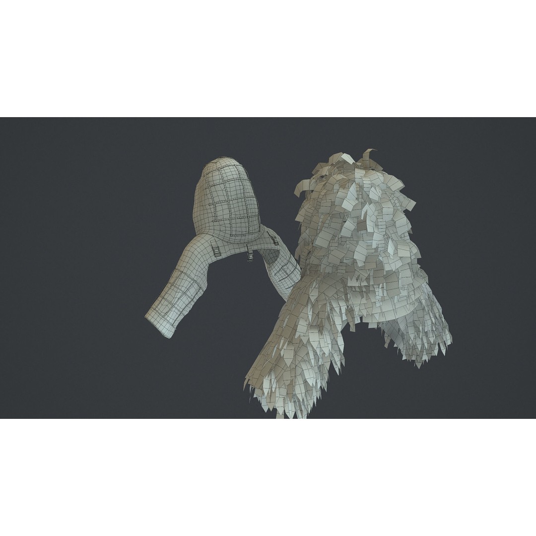Viper 2 Ghillie Hood 3D Model – Low Poly Tactical Asset, FBX, OBJ - View 12