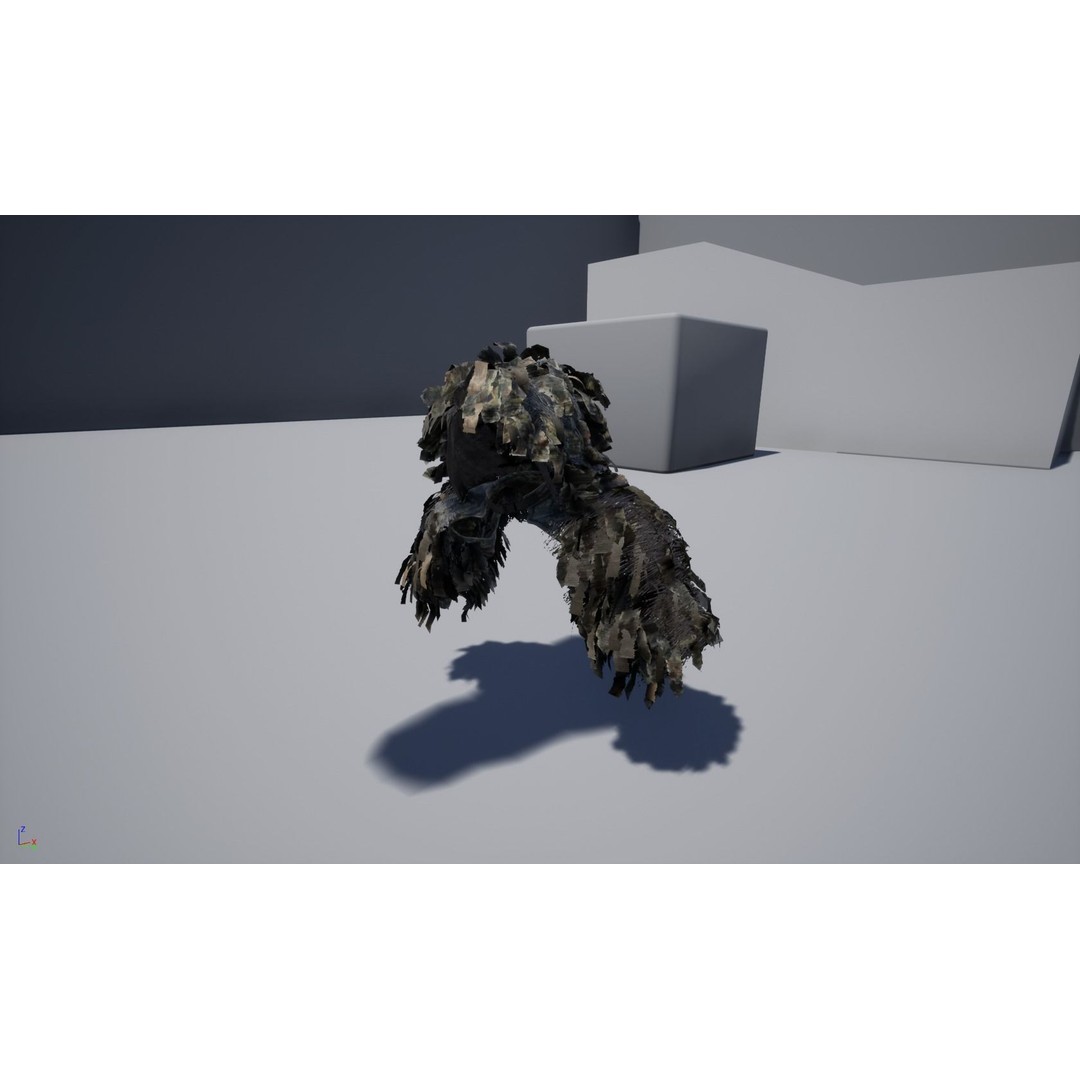 Viper 2 Ghillie Hood 3D Model – Low Poly Tactical Asset, FBX, OBJ - View 14
