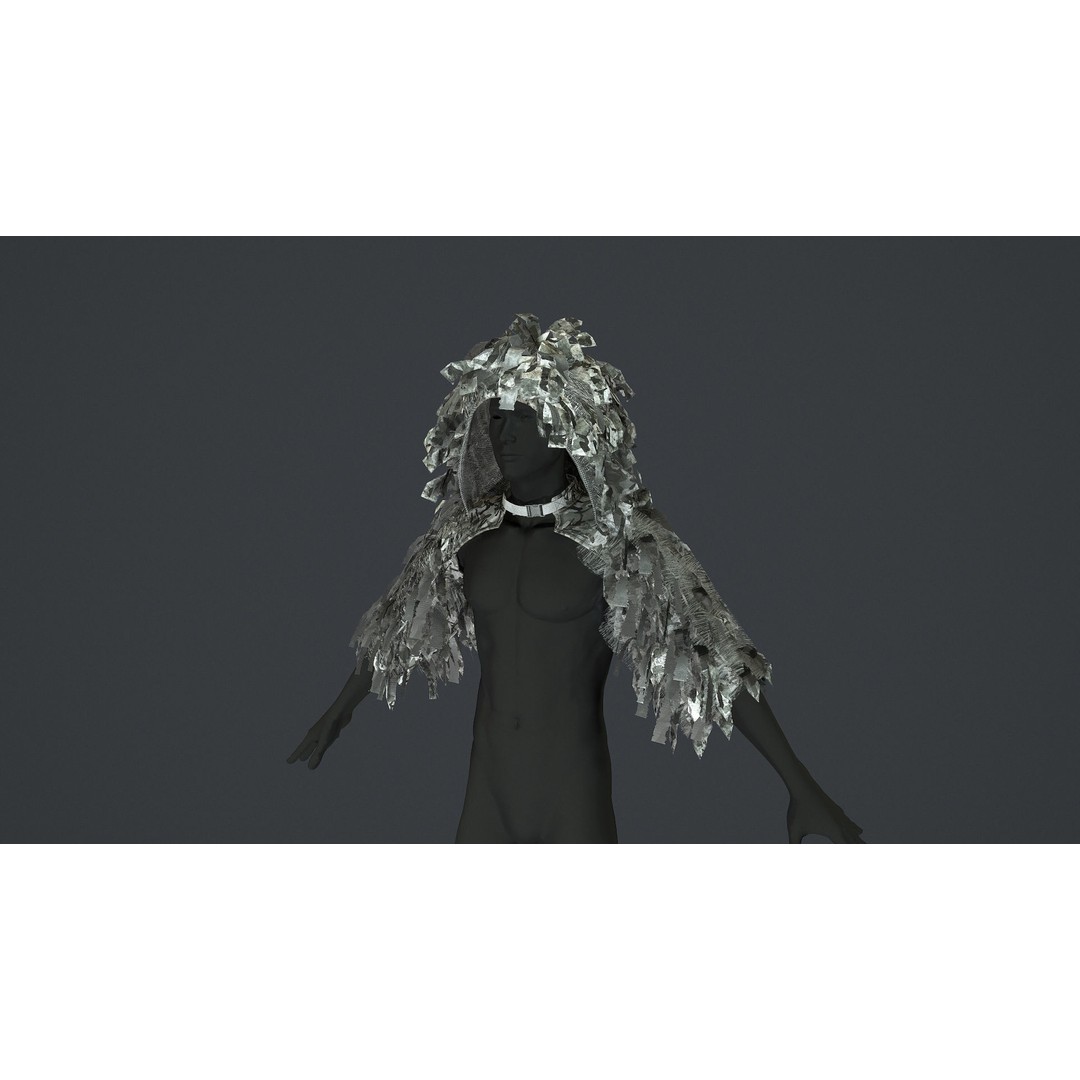 Viper 2 Ghillie Hood 3D Model – Low Poly Tactical Asset, FBX, OBJ - View 7