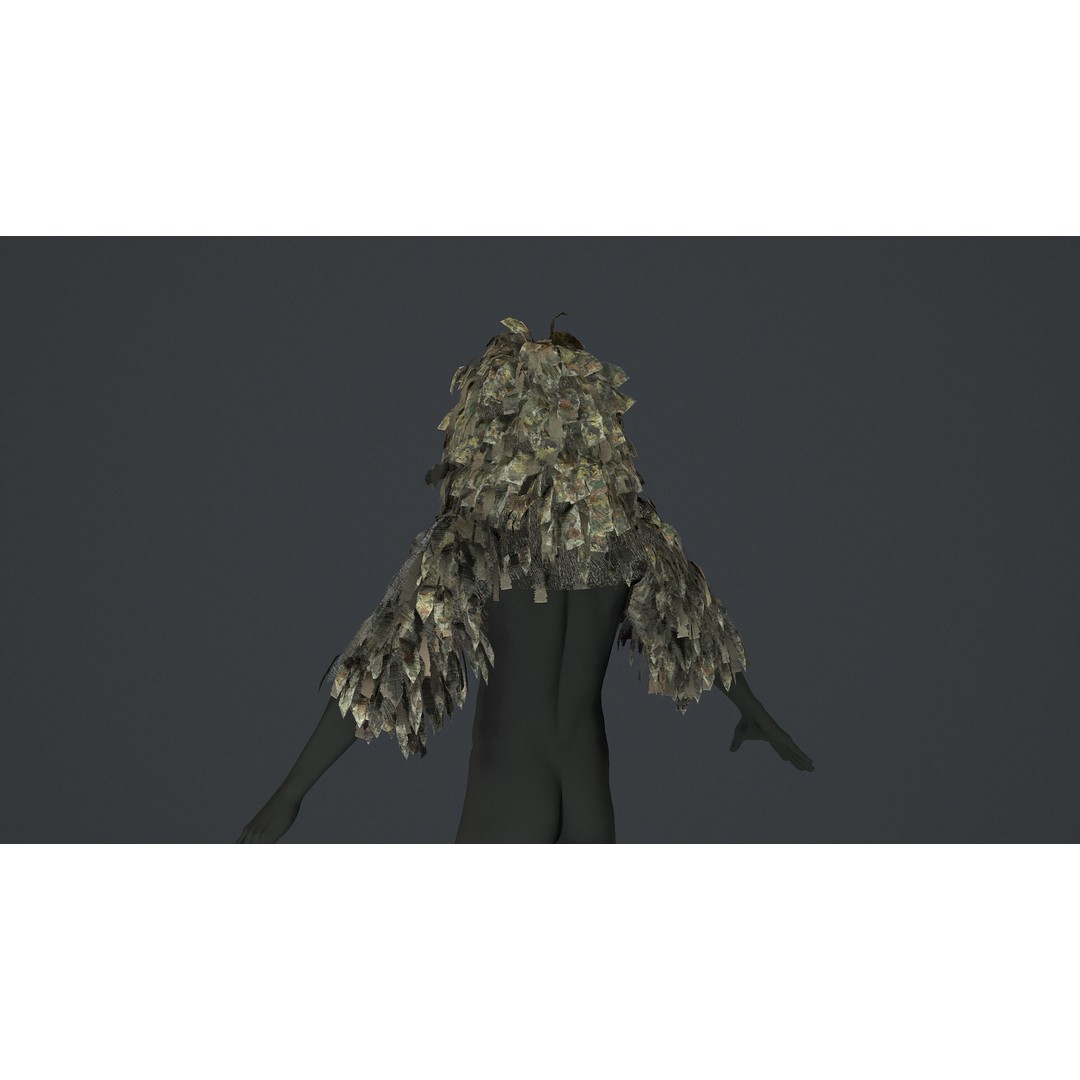 Viper 2 Ghillie Hood 3D Model – Low Poly Tactical Asset, FBX, OBJ - View 8