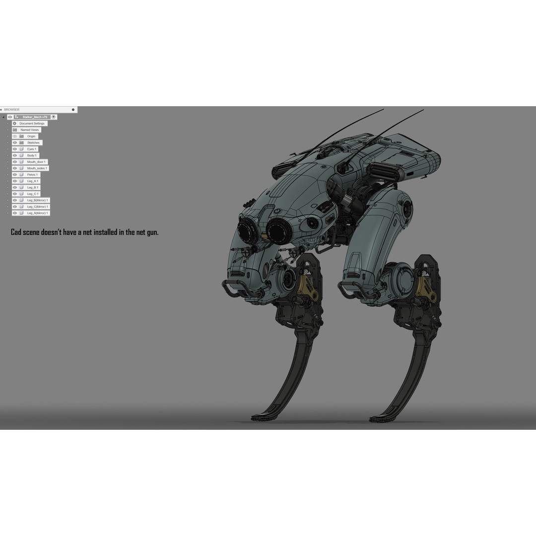 Stalker Mech 3D Model – High Poly Military Robot, Blender