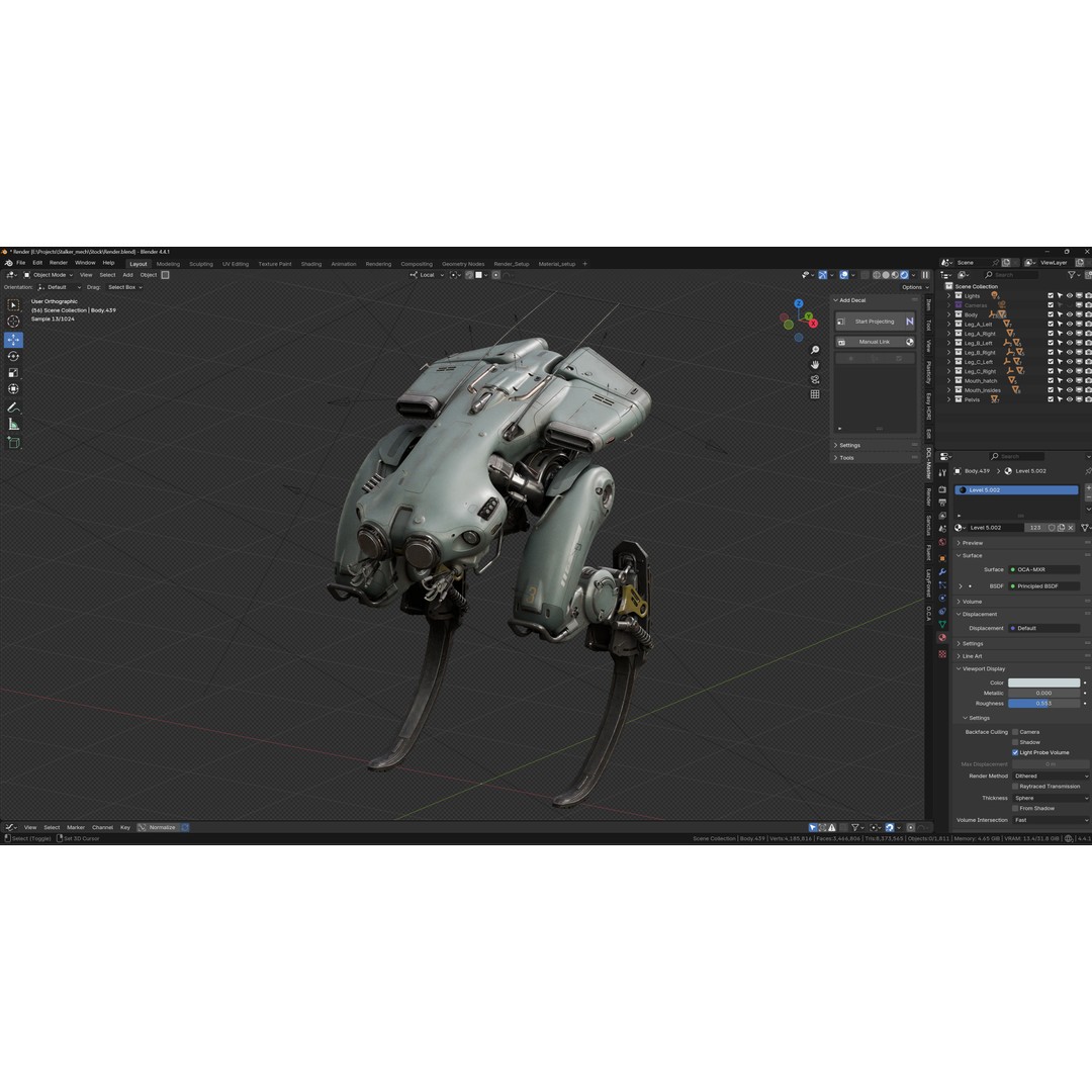 Stalker Mech 3D Model – High Poly Military Robot, Blender - View 11