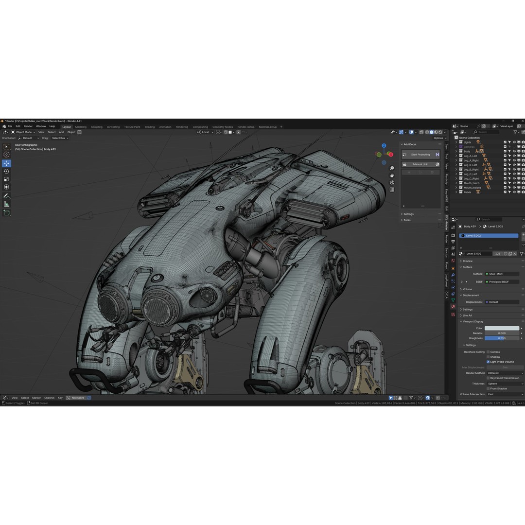 Stalker Mech 3D Model – High Poly Military Robot, Blender - View 12