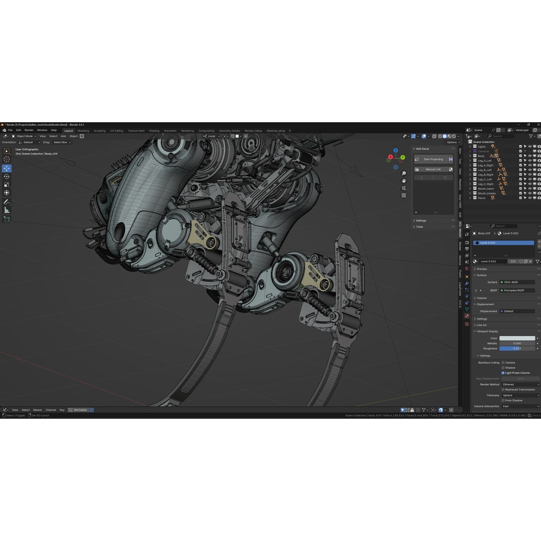 Stalker Mech 3D Model – High Poly Military Robot, Blender - View 13