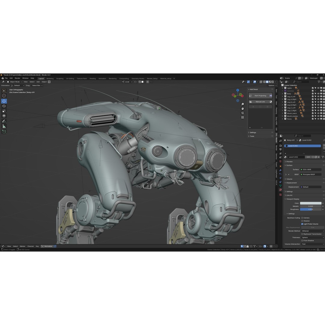 Stalker Mech 3D Model – High Poly Military Robot, Blender - View 14