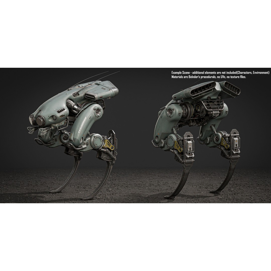 Stalker Mech 3D Model – High Poly Military Robot, Blender - View 3
