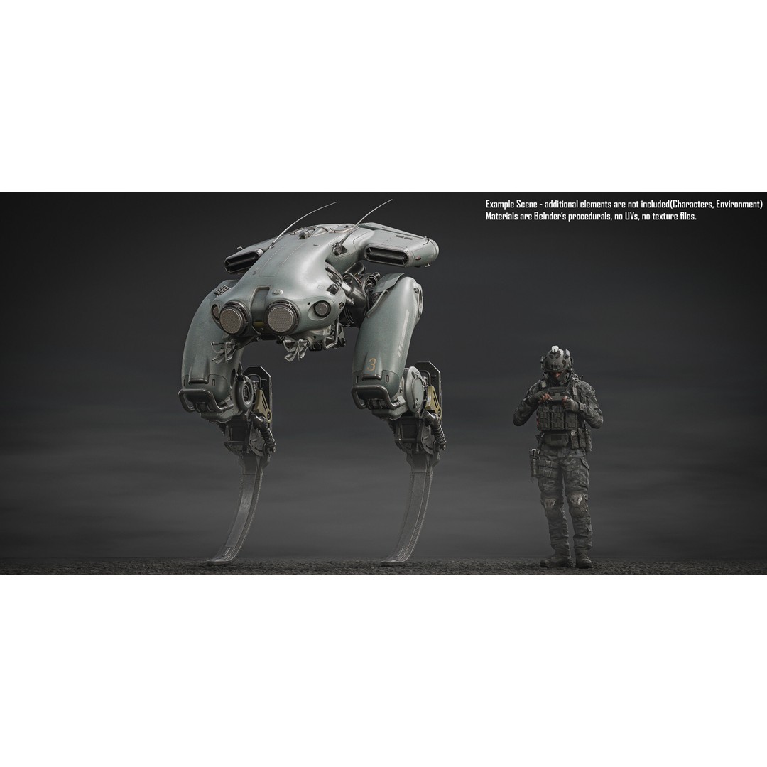 Stalker Mech 3D Model – High Poly Military Robot, Blender - View 4