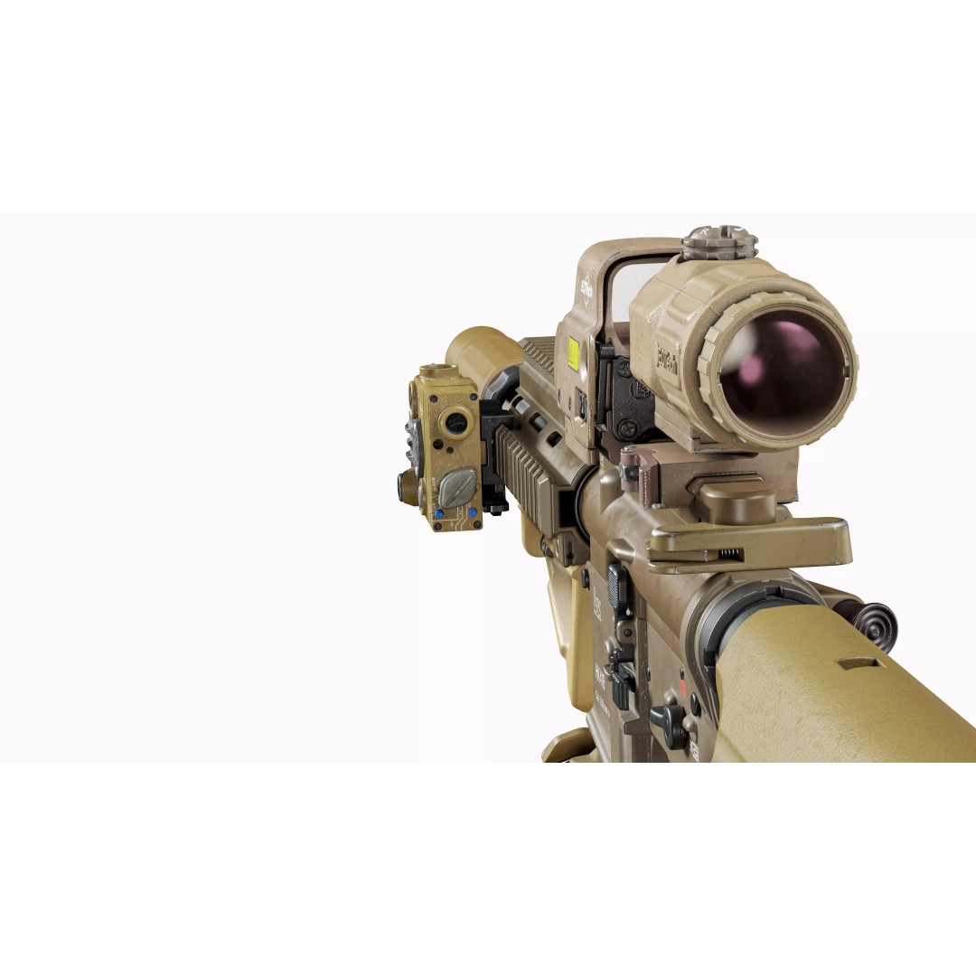 HK416 3D Model – Low Poly Game Ready Tactical Rifle with PBR Textures - View 11