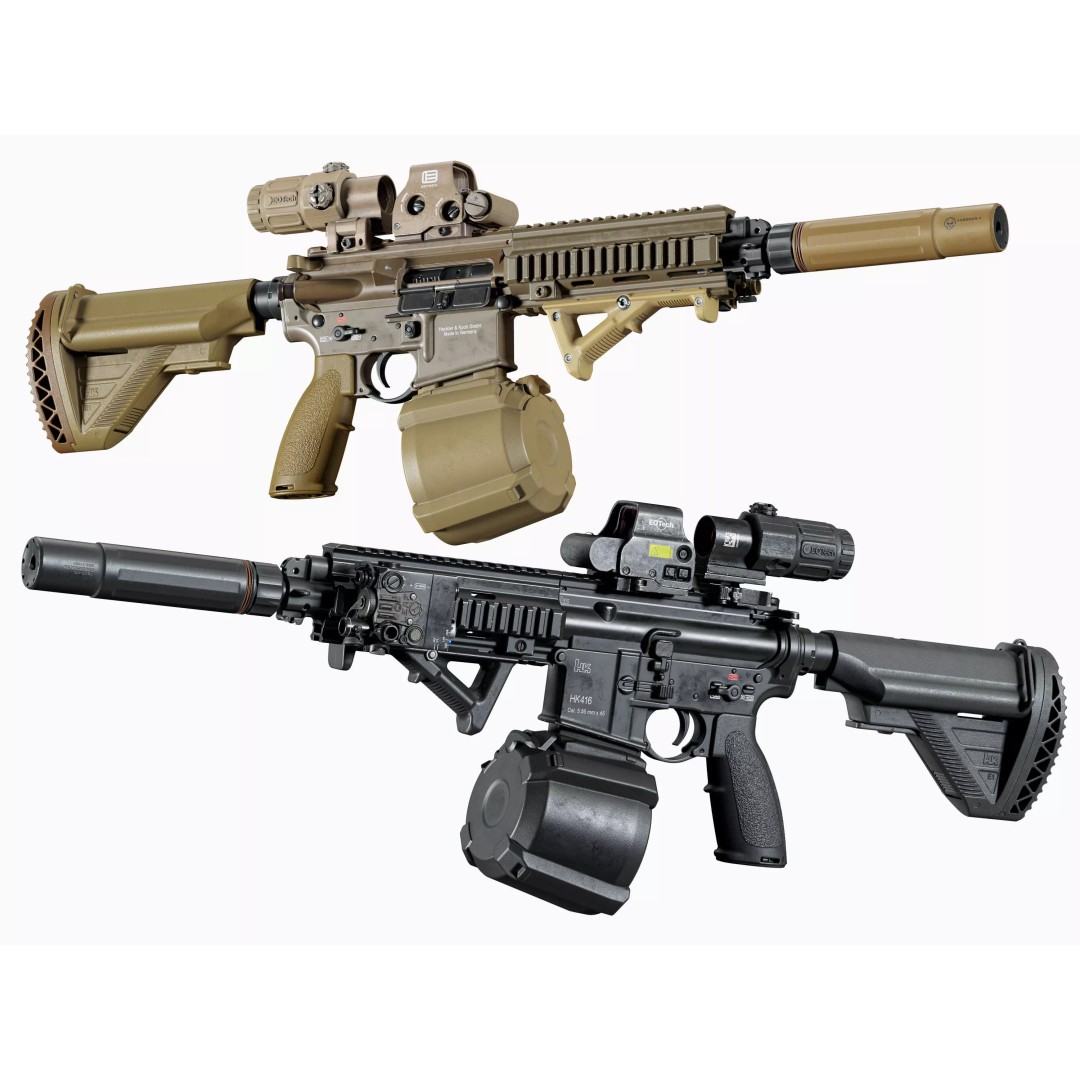 HK416 3D Model – Low Poly Game Ready Tactical Rifle with PBR Textures - View 2