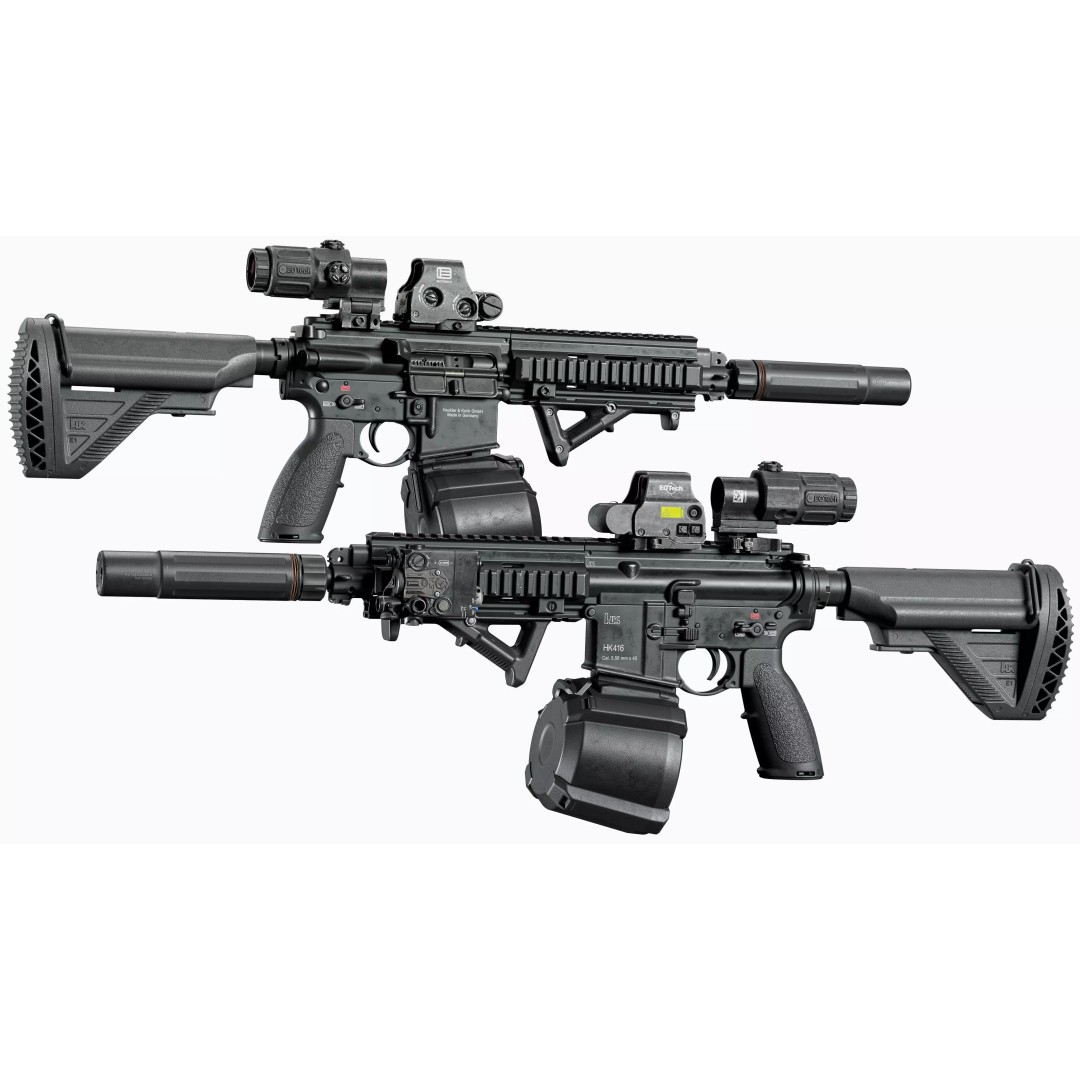 HK416 3D Model – Low Poly Game Ready Tactical Rifle with PBR Textures - View 3