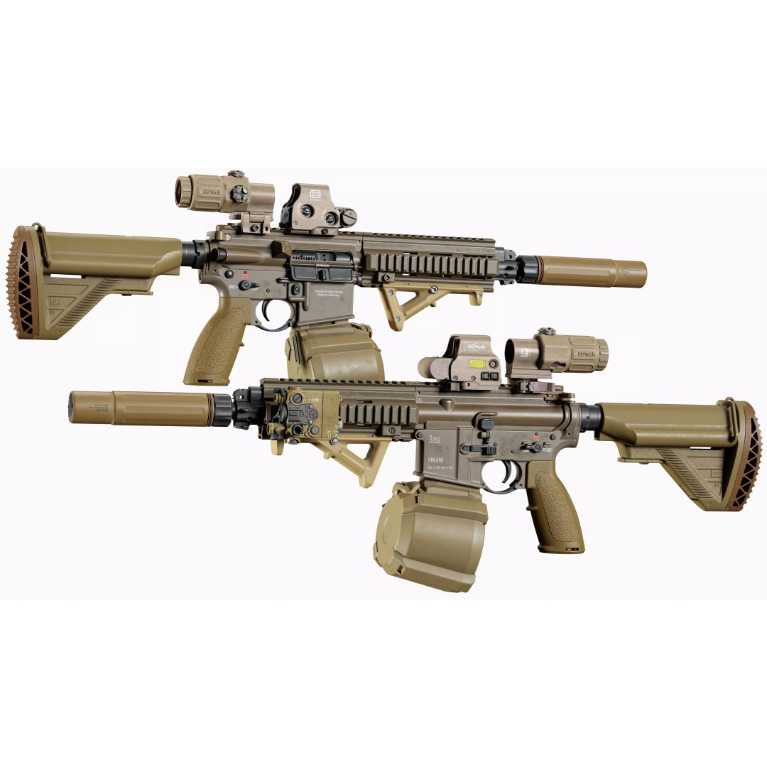 HK416 3D Model – Low Poly Game Ready Tactical Rifle with PBR Textures - View 4