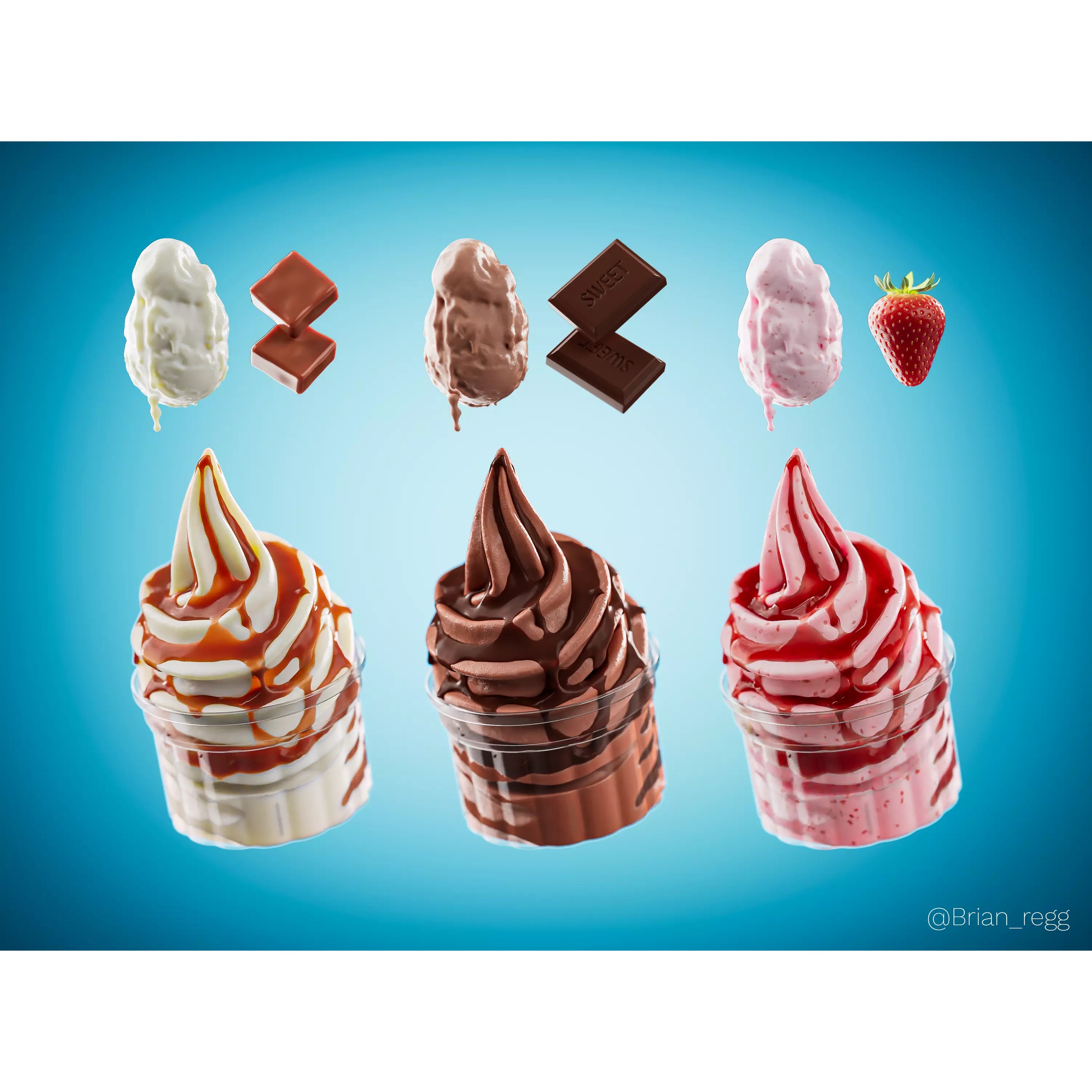 Soft Ice Creams - Realistic Scene Setup 3D Model - View 2
