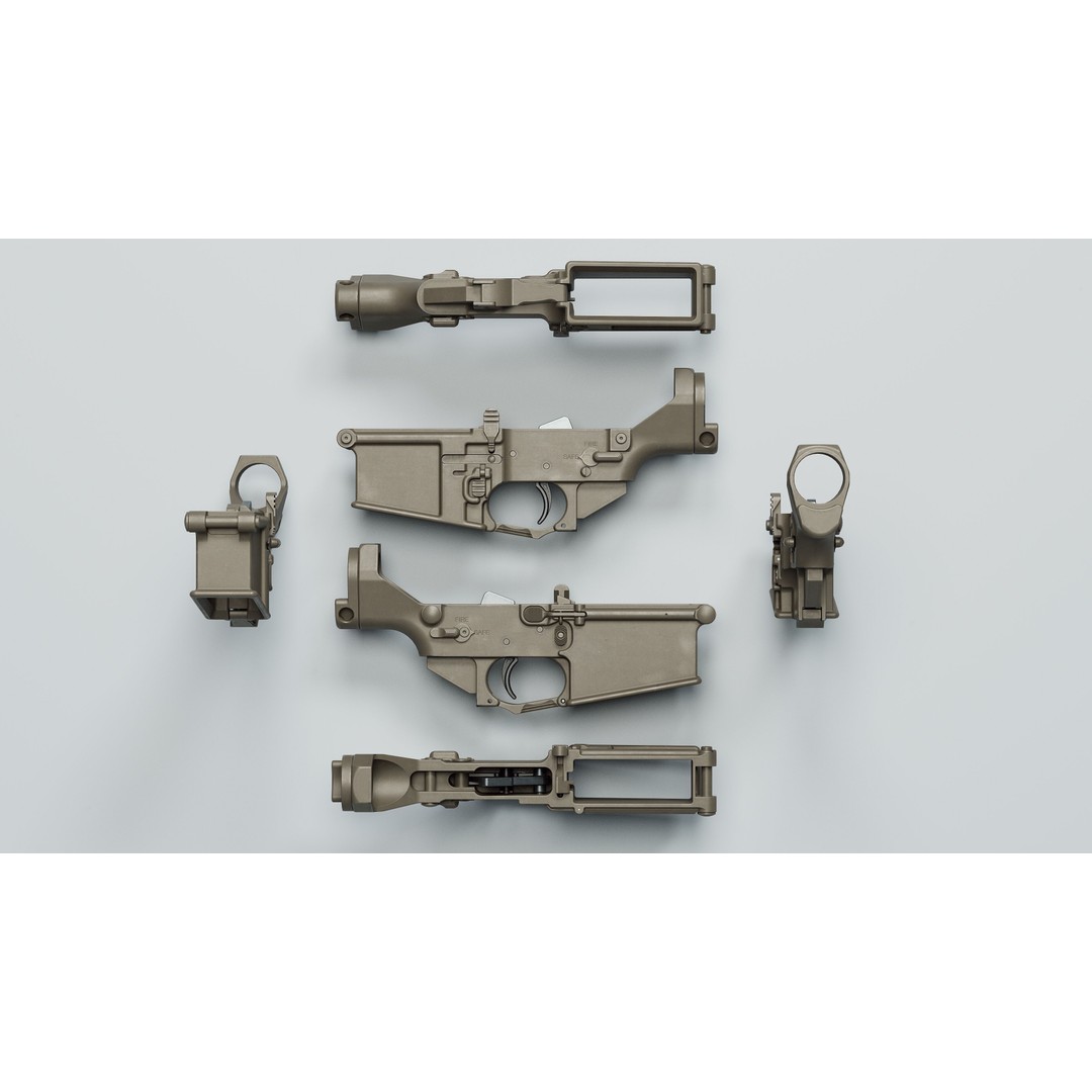 SR-25 3D Model – Low Poly Game Ready Rifle, FBX, OBJ, Blender - View 17