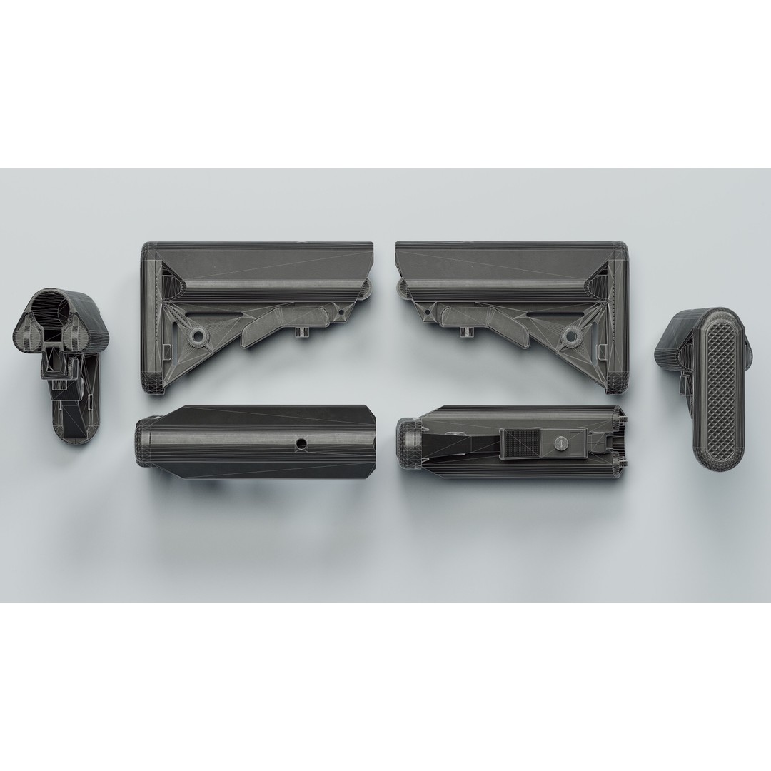 SR-25 3D Model – Low Poly Game Ready Rifle, FBX, OBJ, Blender - View 41