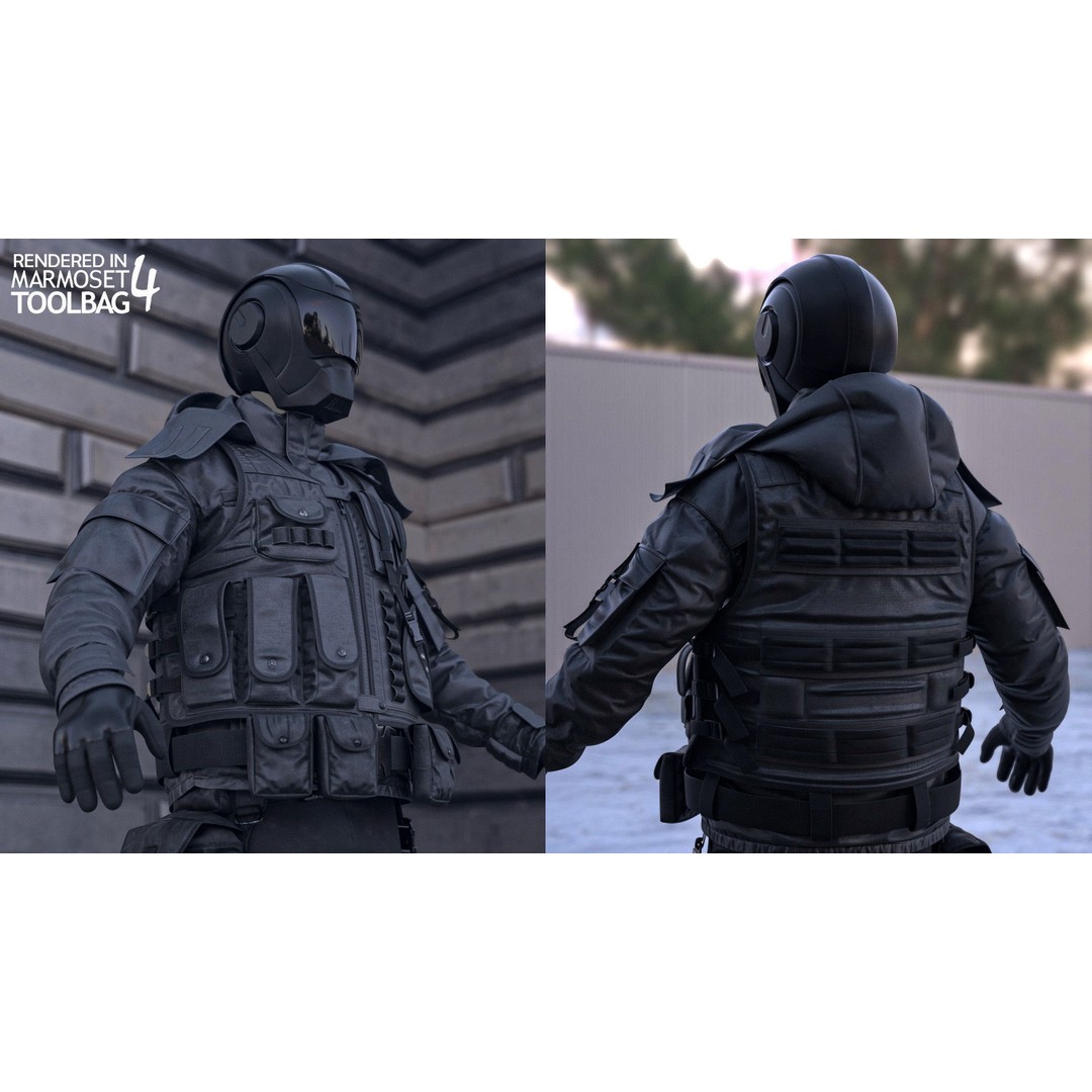 Male Military Outfit 5 3D Model – Low Poly Rigged Game Asset, FBX, Blender - View 4