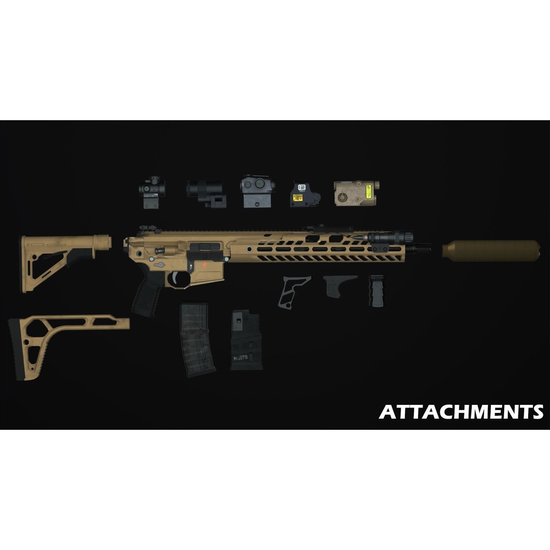 Sig Sauer MCX Virtus 3D Model – Low Poly Game Ready Gun, FBX