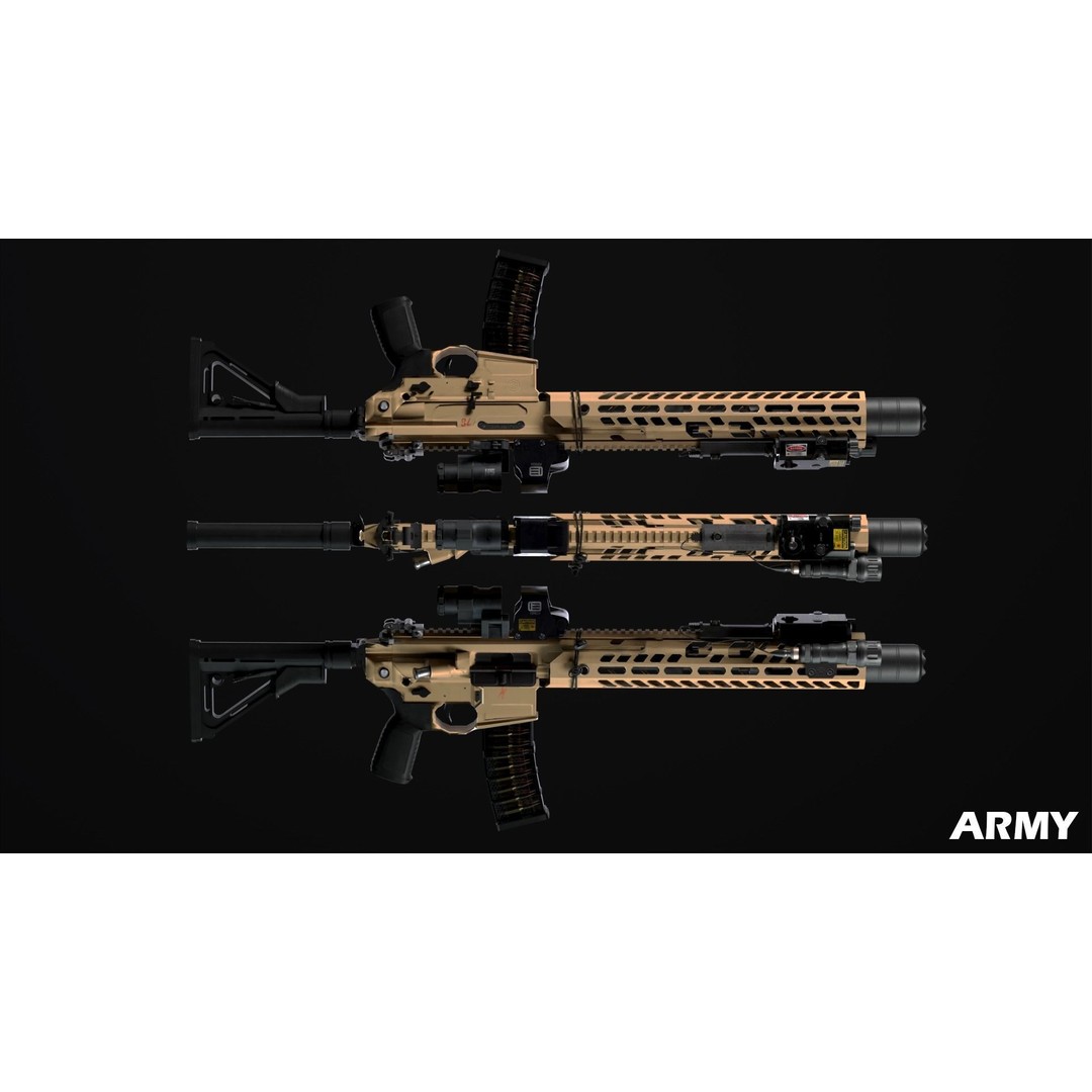 Sig Sauer MCX Virtus 3D Model – Low Poly Game Ready Gun, FBX - View 10