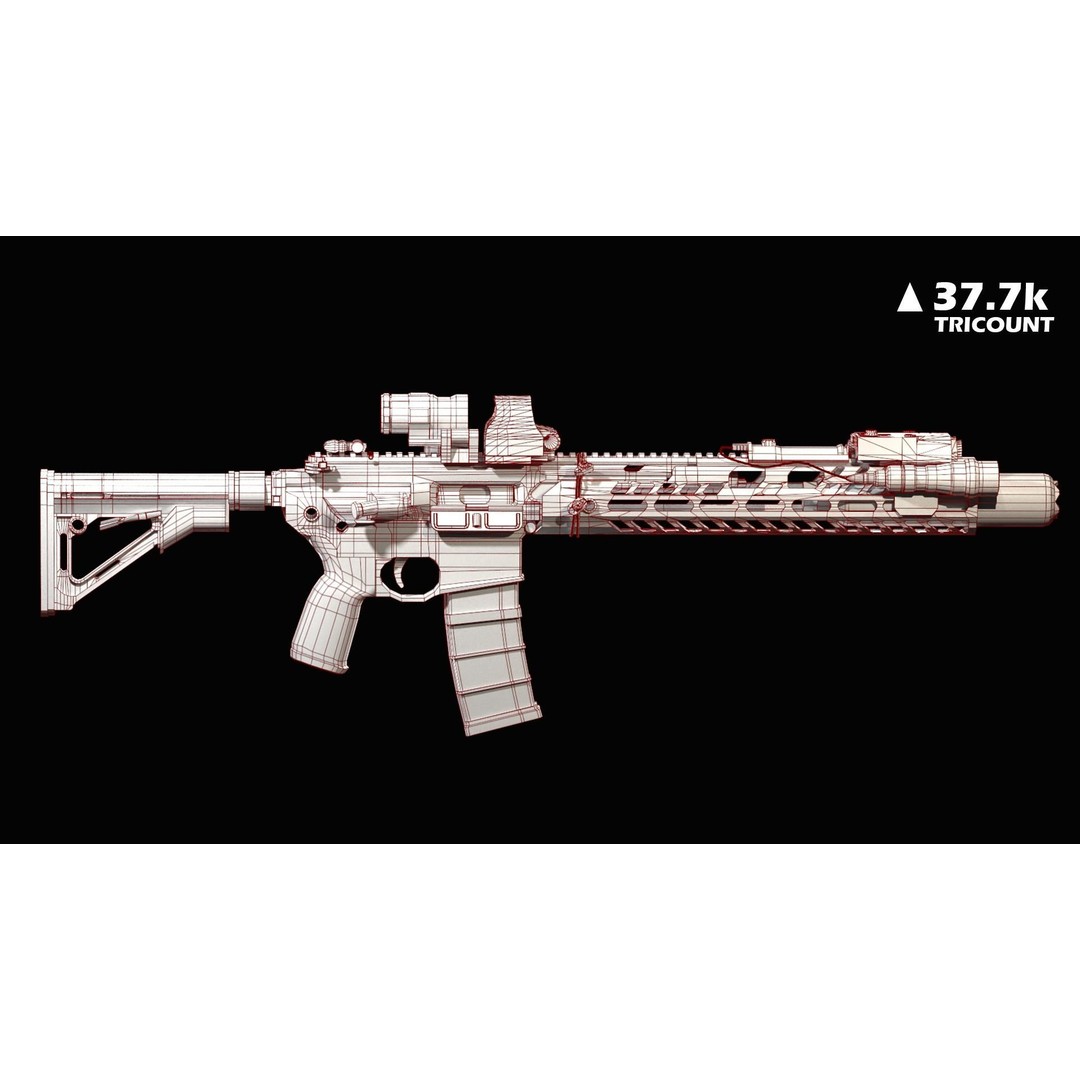 Sig Sauer MCX Virtus 3D Model – Low Poly Game Ready Gun, FBX - View 14