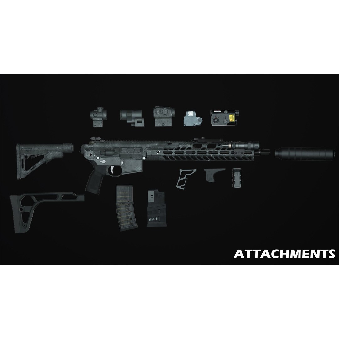 Sig Sauer MCX Virtus 3D Model – Low Poly Game Ready Gun, FBX - View 15