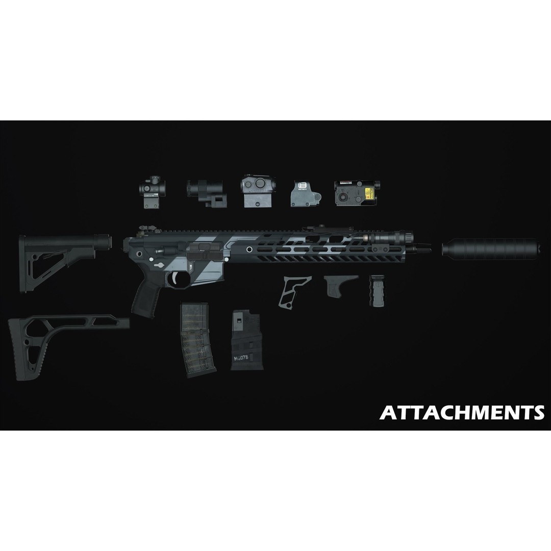 Sig Sauer MCX Virtus 3D Model – Low Poly Game Ready Gun, FBX - View 16