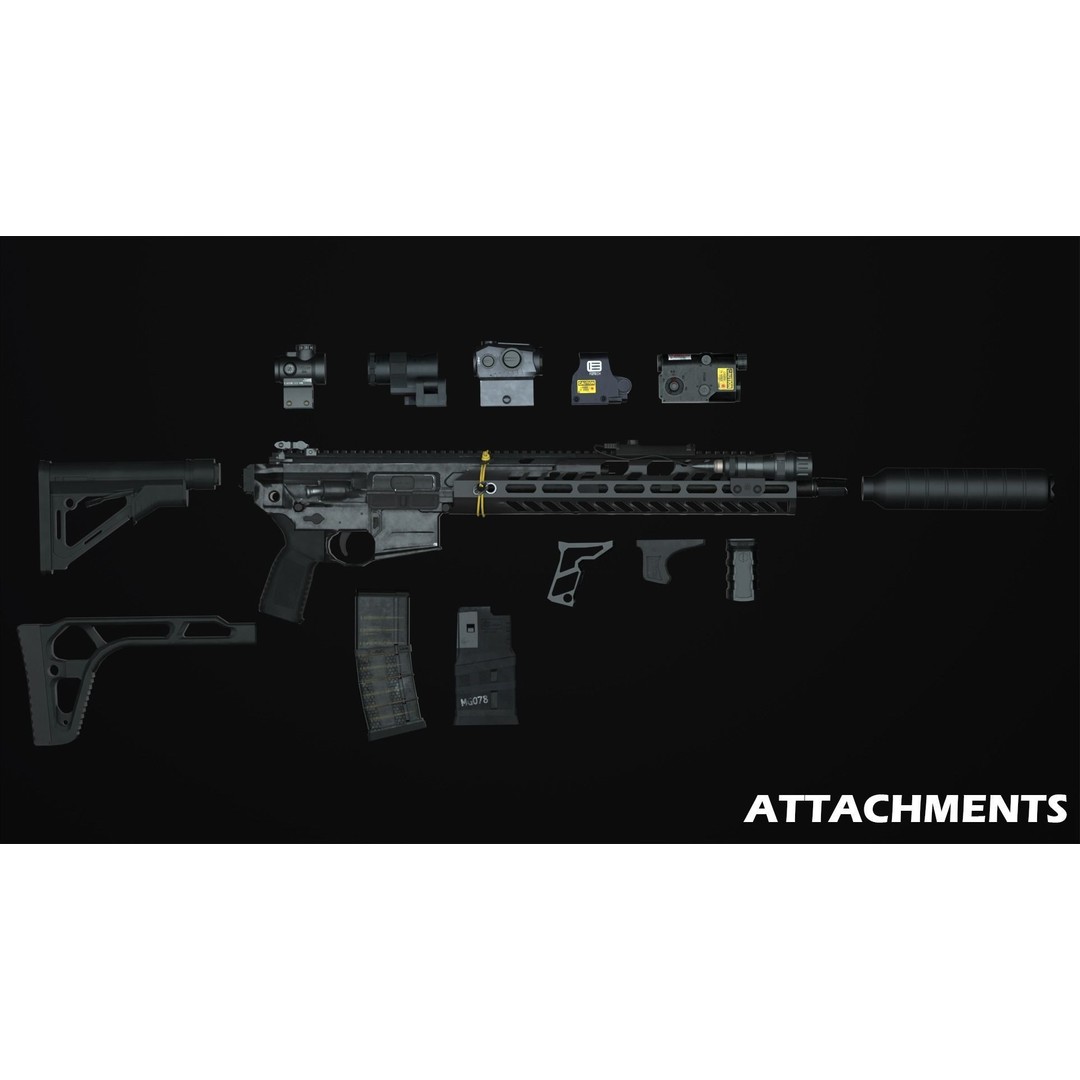 Sig Sauer MCX Virtus 3D Model – Low Poly Game Ready Gun, FBX - View 17