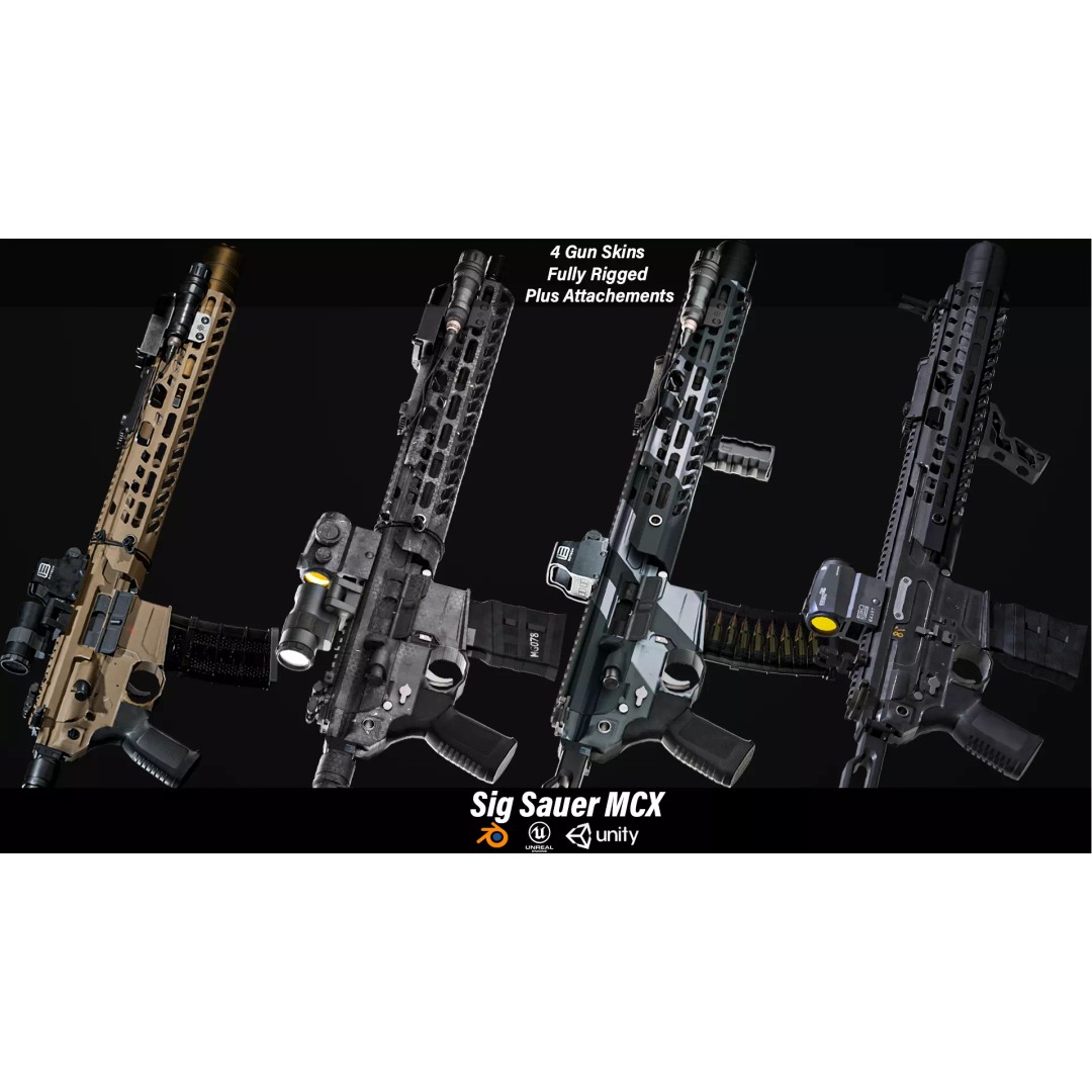 Sig Sauer MCX Virtus 3D Model – Low Poly Game Ready Gun, FBX - View 2