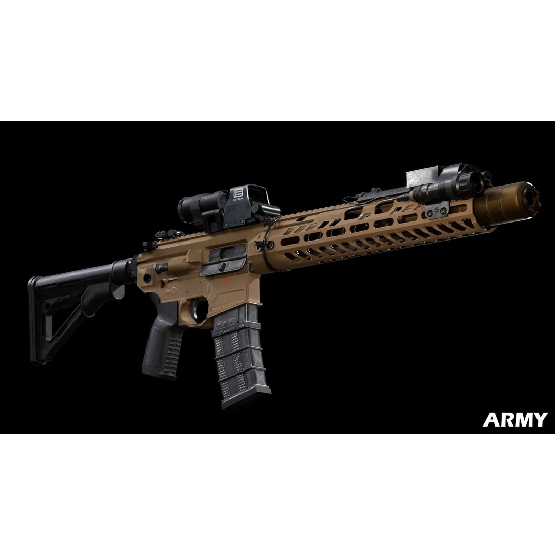 Sig Sauer MCX Virtus 3D Model – Low Poly Game Ready Gun, FBX - View 3