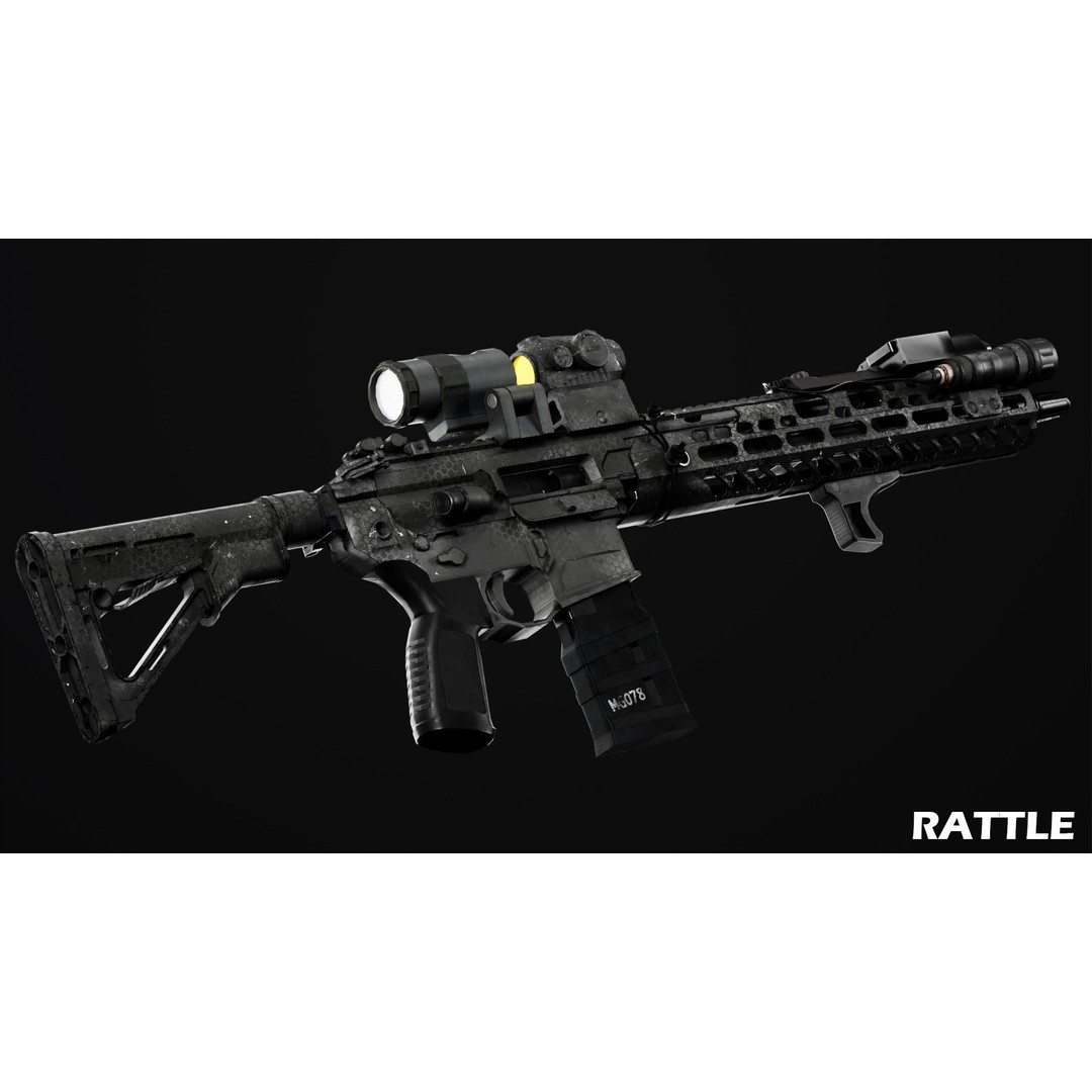 Sig Sauer MCX Virtus 3D Model – Low Poly Game Ready Gun, FBX - View 4