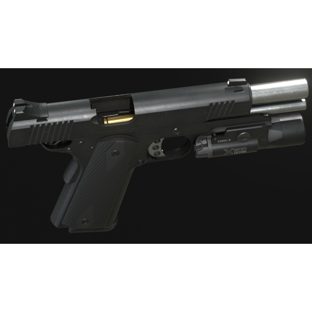 Kimber TLE/RL II 1911 3D Model – Low Poly Game Asset, FBX, PBR - View 15