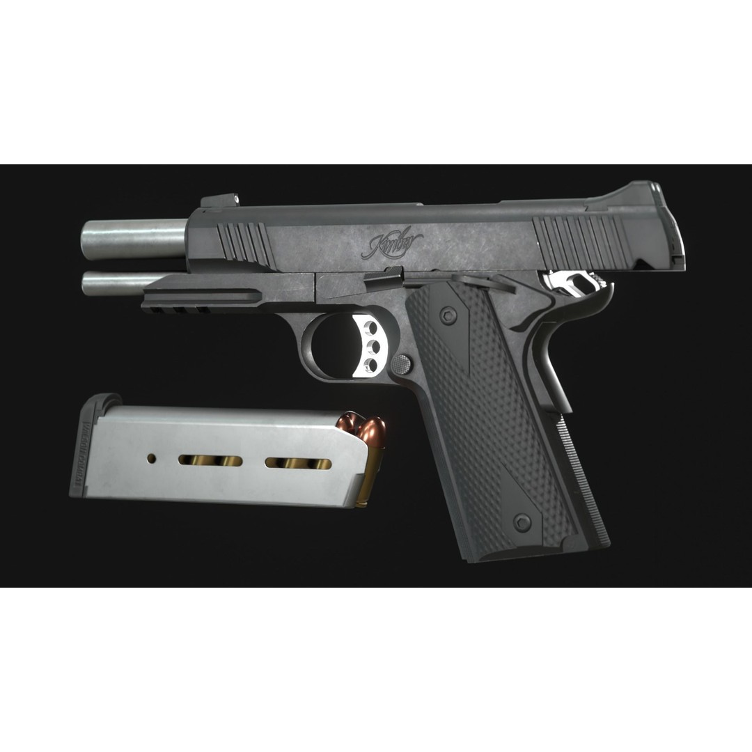 Kimber TLE/RL II 1911 3D Model – Low Poly Game Asset, FBX, PBR - View 16