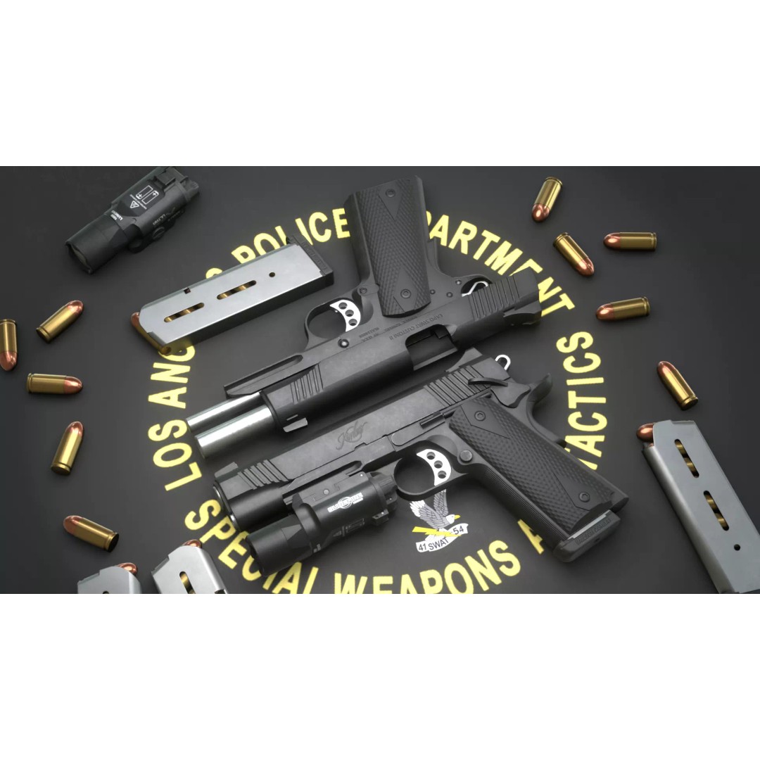 Kimber TLE/RL II 1911 3D Model – Low Poly Game Asset, FBX, PBR - View 2