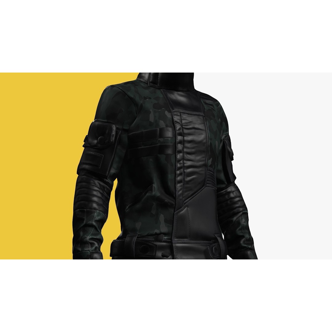 Rigged Outfit 3D Model – Low Poly Game Asset, FBX, PBR Textures - View 16