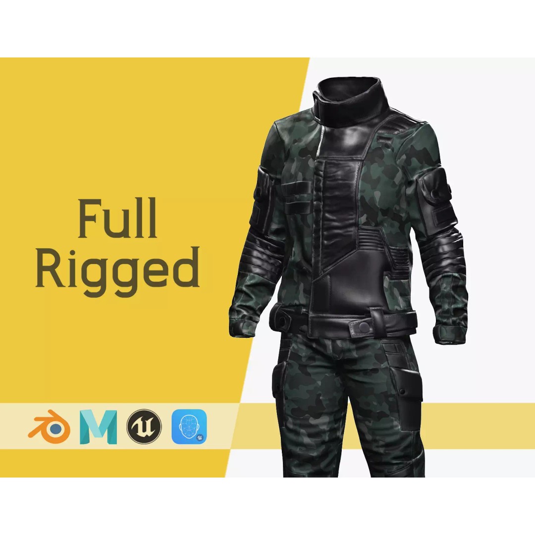 Rigged Outfit 3D Model – Low Poly Game Asset, FBX, PBR Textures - View 2